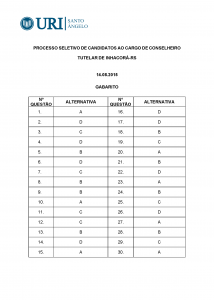 Gabarito da Prova do dia 14/08/2015 - clique aqui! (Formato PDF)